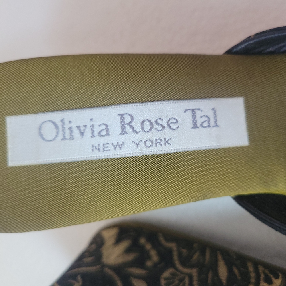 Olivia Rose Tal Gold and Black Brocade Mules - Picture 5 of 6